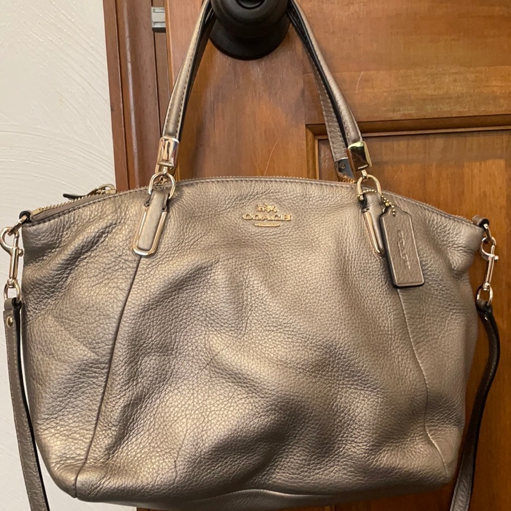 Coach Pebble Leather Metallic Satchel